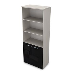 Шкаф высокий со стеклом и открытыми полками