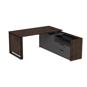 Стол рабочий с люч, на опор двусоставной тумбе, с ящиками (метабокс), с код замком