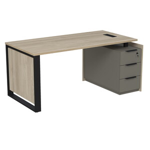 Стол рабочий с люч, на опорной угловой тумбе, с ящиками, с замком