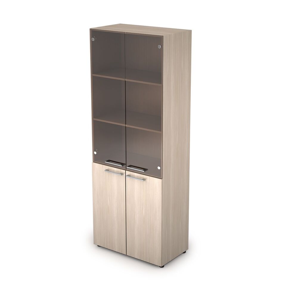 Шкаф стеллаж высокий со стеклом