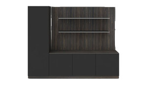 Шкаф с открытыми полками и гардеробом