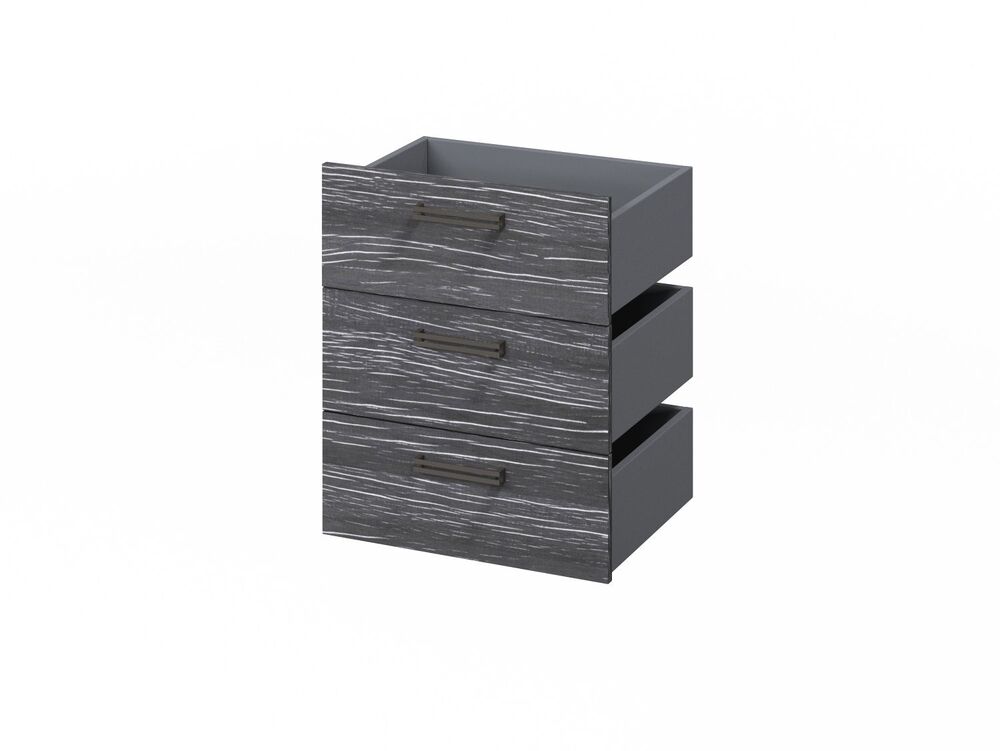 Комплект из 3 ящиков, фасады ЛДСП (Фурнитура черная)