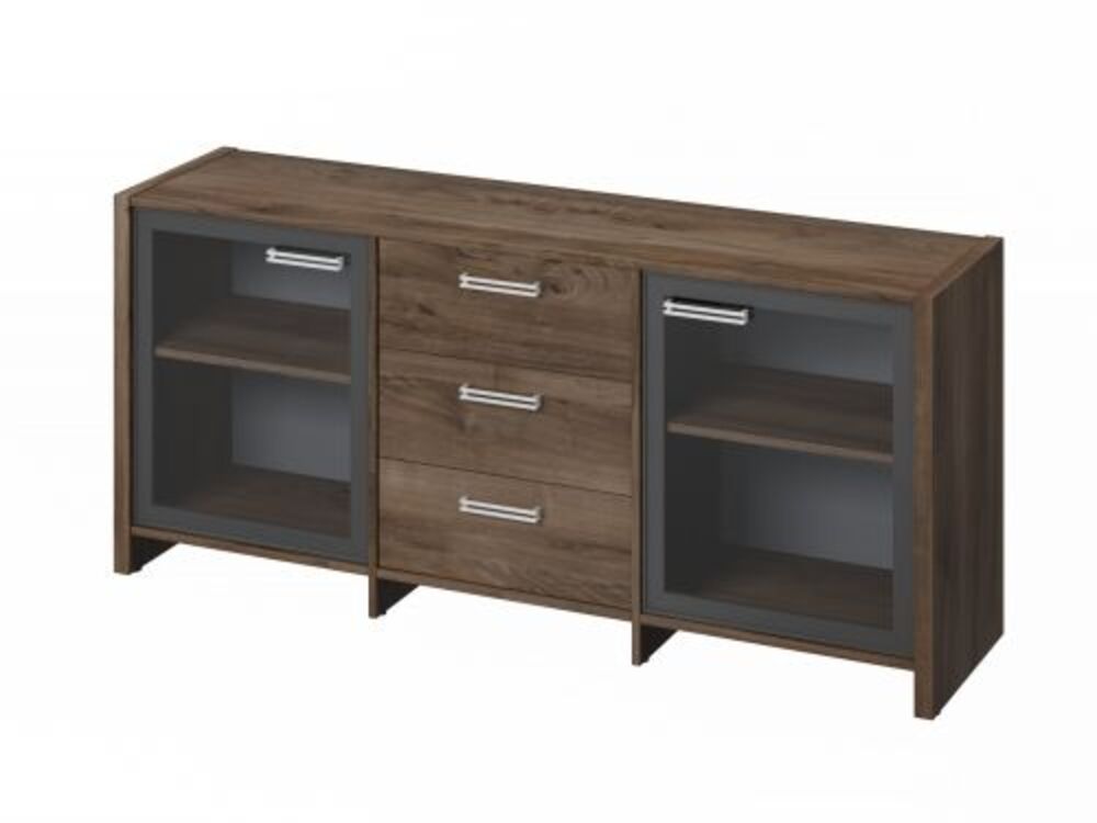 Тумба трехсекционная с 2 дверьми в алюминиевом профиле (Фурнитура INOX)