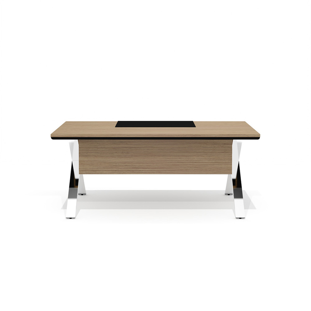 Стол руководителя с траверсом на металлическом каркасе