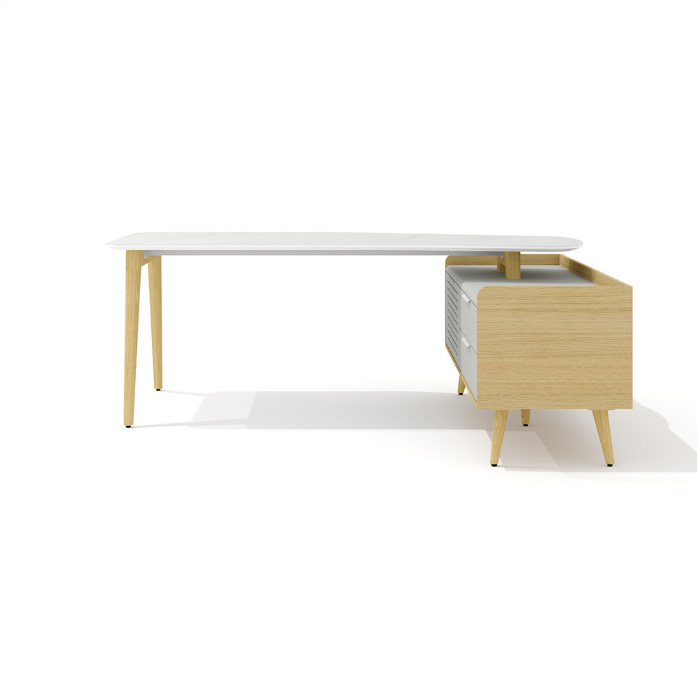 Стол рабочий эргономичный с опорной тумбой