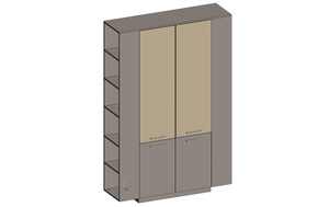Шкаф высокий комбинированный с боковыми стеллажами
(двери в ал. рамке)