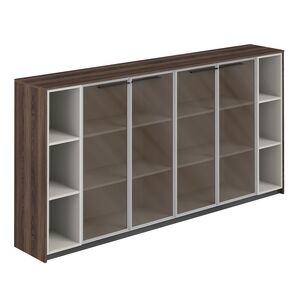 Шкаф средний с дверьми со стеклом в алюминиевой раме (2 шт) с 2-мя стеллажами