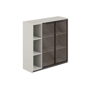 Шкаф средний с дверьми со стеклом в алюминиевой раме со стеллажом