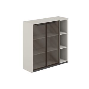 Шкаф средний с дверьми со стеклом в алюминиевой раме со стеллажом