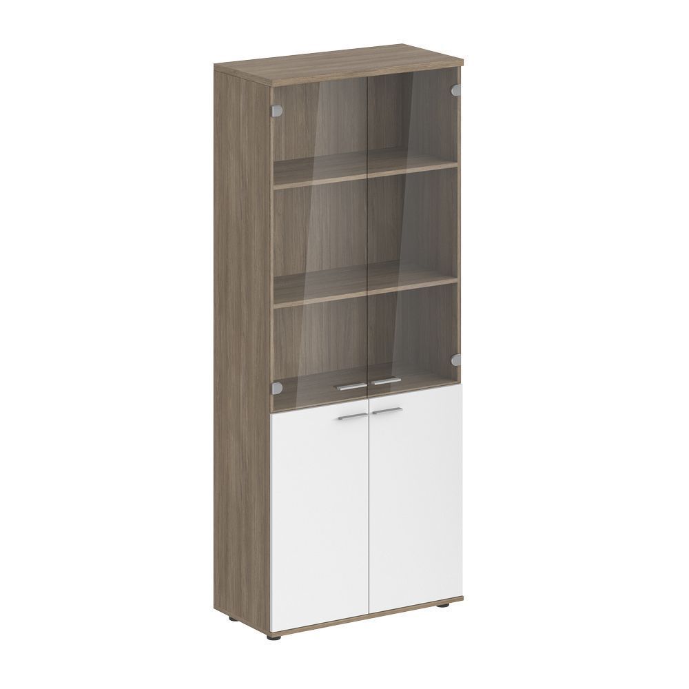 Шкаф высокий, 4-х дв., со стеклом, з.ст ЛДСП