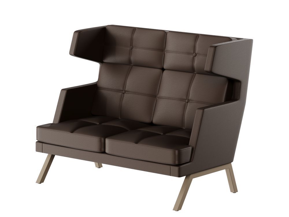 Диван двухместный высокий с декором из пуговиц