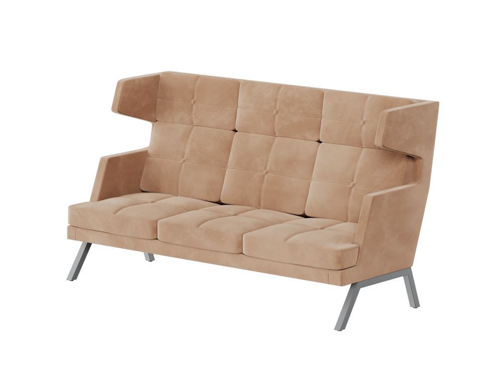 Диван трёхместный высокий с декором из пуговиц