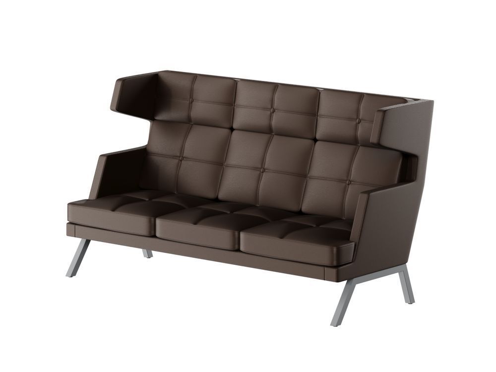 Диван трёхместный высокий с декором из пуговиц