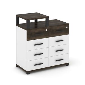 Тумба приставная широкая 8 ящиков с надставкой узкой