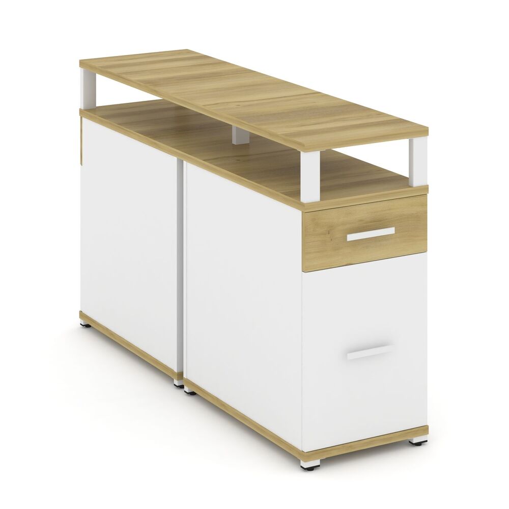 Тумба двухсторонняя опорная/приставная 1 ящик + 1 распашной фасад с надставкой