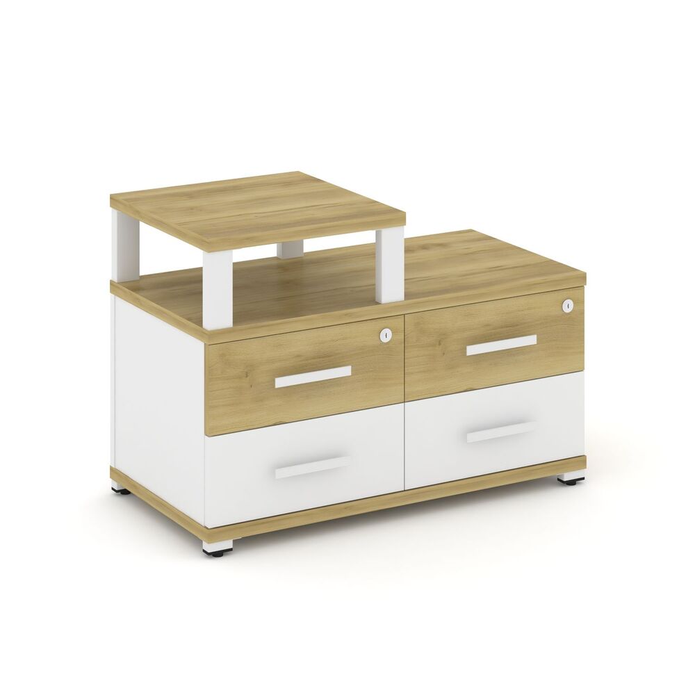 Тумба приставная широкая 4 ящика с надставкой узкой