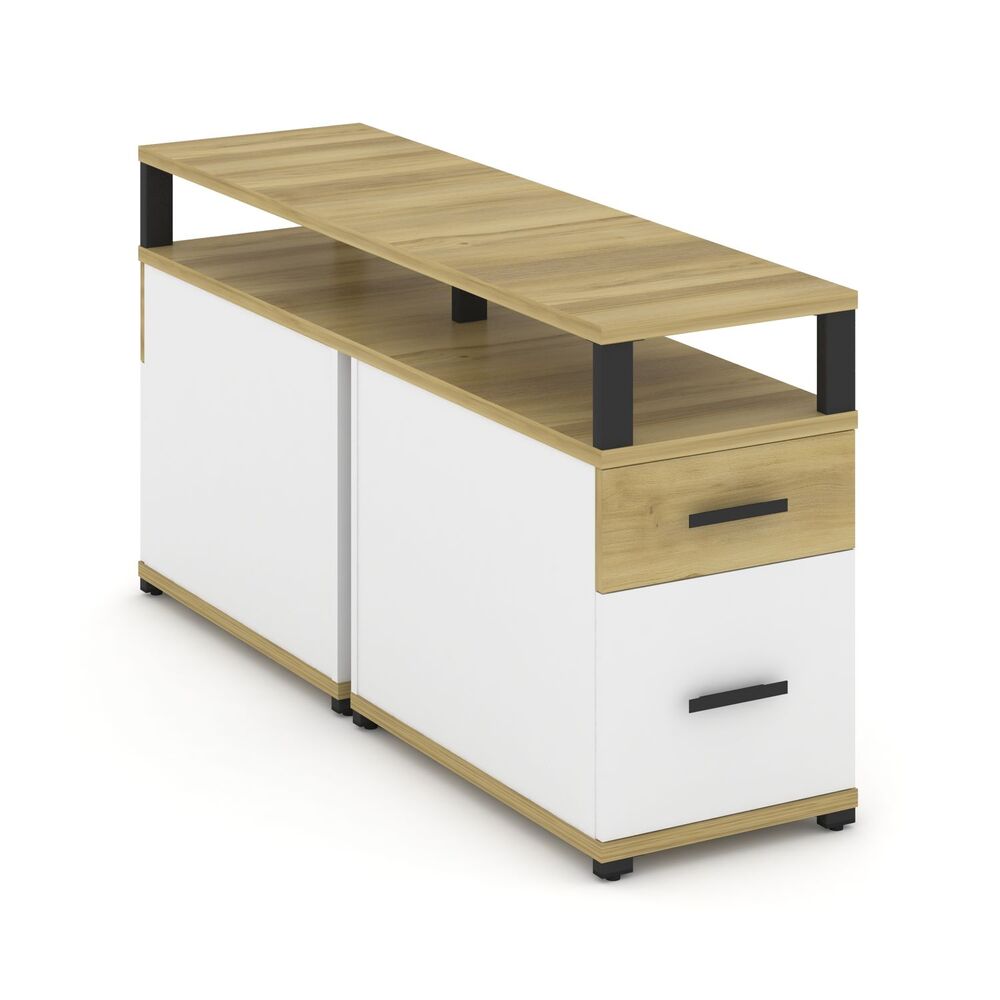 Тумба двухсторонняя приставная 1 ящик + 1 распашной фасад с надставкой