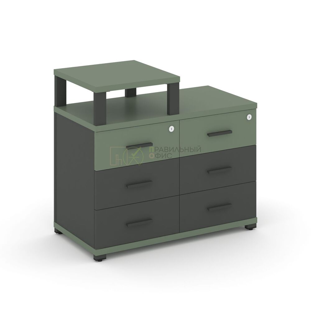 Тумба приставная широкая 6 ящиков с надставкой узкой