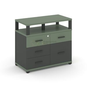 Тумба приставная широкая 4 ящика + 1 распашной фасад с надставкой широкой