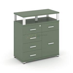 Тумба приставная широкая 5 ящиков + 1 распашной фасад с надставкой широкой