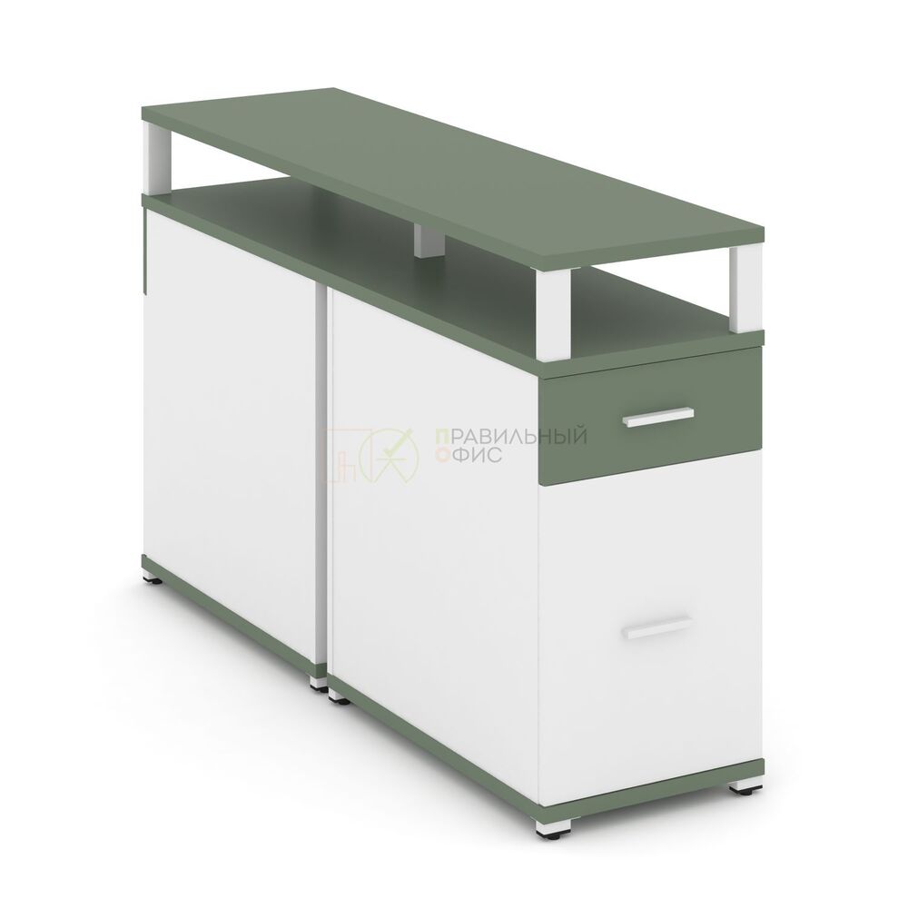 Тумба двухсторонняя опорная/приставная 1 ящик + 1 распашной фасад с надставкой