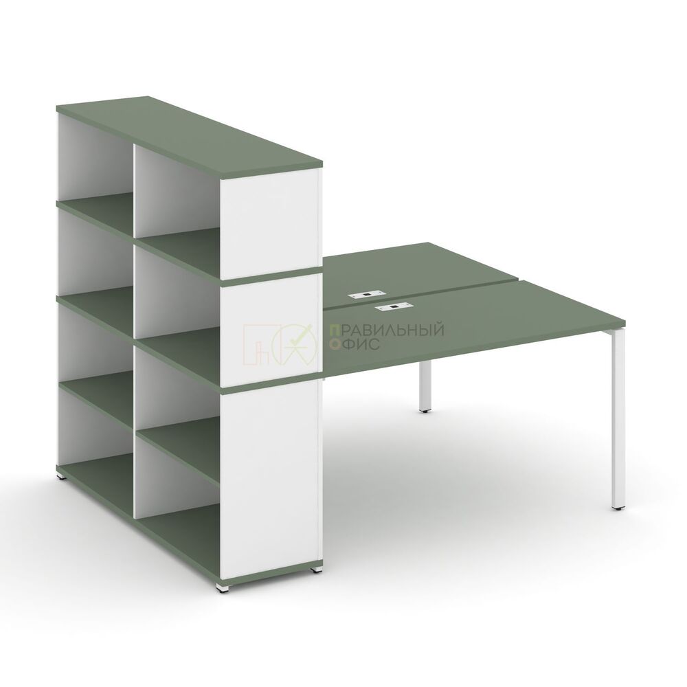 Рабочая станция с опорным стеллажом с надставкой высокой