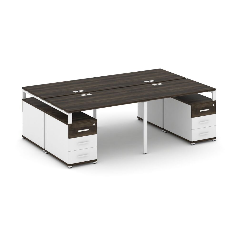 Рабочая станция на 4 места с двумя двухсторонними опорными тумбами