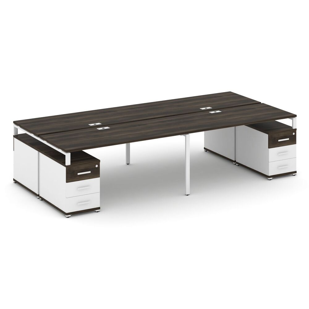 Рабочая станция на 4 места с двумя двухсторонними опорными тумбами