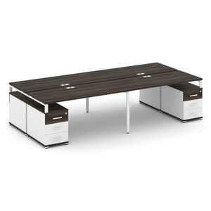 Рабочая станция на 4 места с двумя двухсторонними опорными тумбами