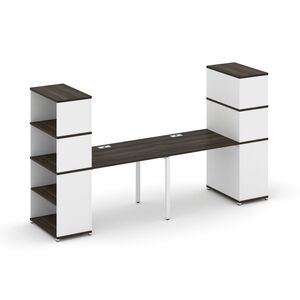 Рабочая станция с опорными стеллажами с надставкой высокой