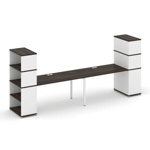 Рабочая станция с опорными стеллажами с надставкой высокой