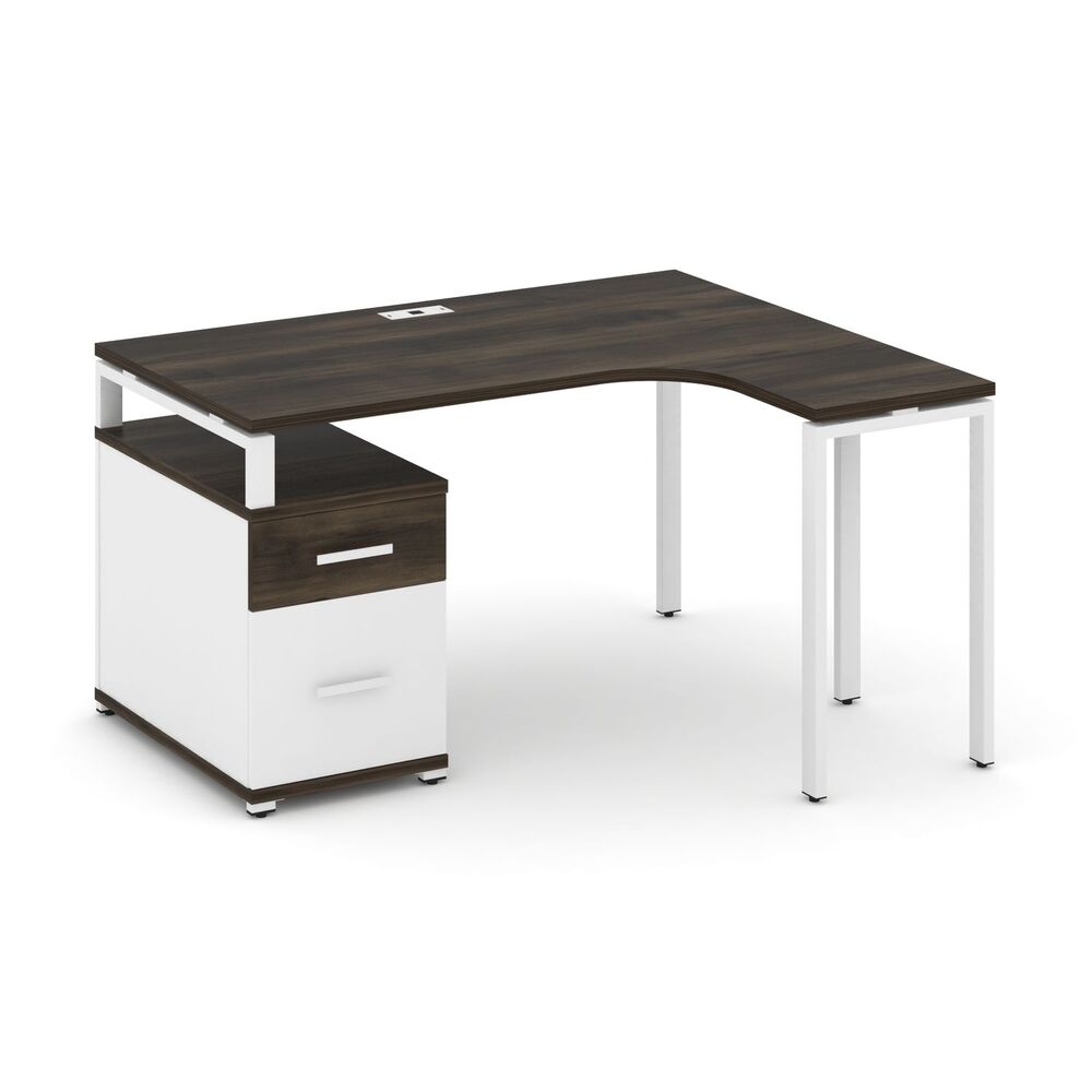 Стол эргономичный правый с опорной тумбой