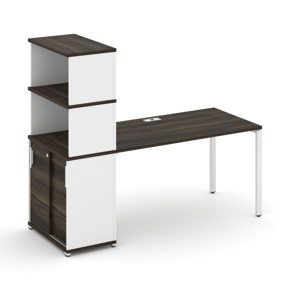 Стол рабочий с опорным шкафом купе с надставкой высокой