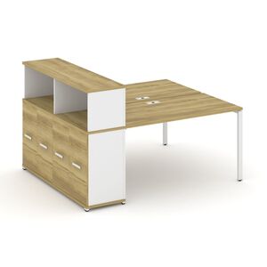 Рабочая станция с опорным распашным шкафом с надставкой низкой