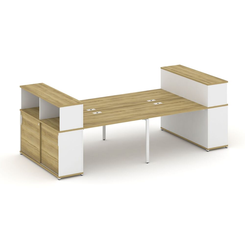 Рабочая станция с опорными шкафами купе с надставкой низкой