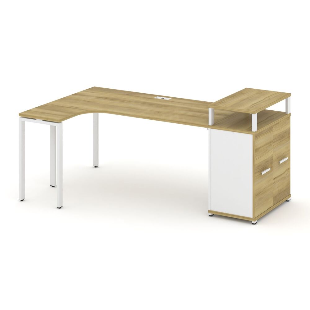 Стол эргономичный с опорным распашным шкафом с верхним горизонтом левый