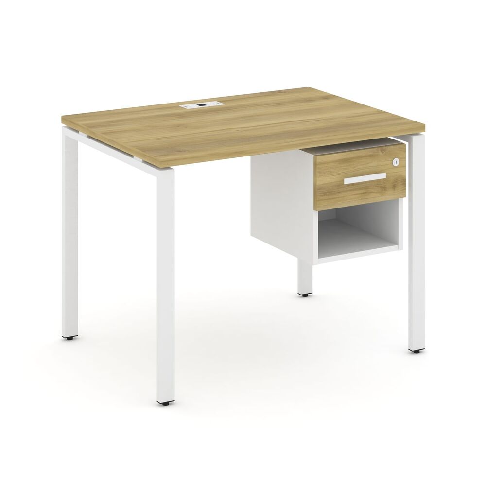 Стол рабочий с подвесной тумбой одной открытой нишей и одним ящиком