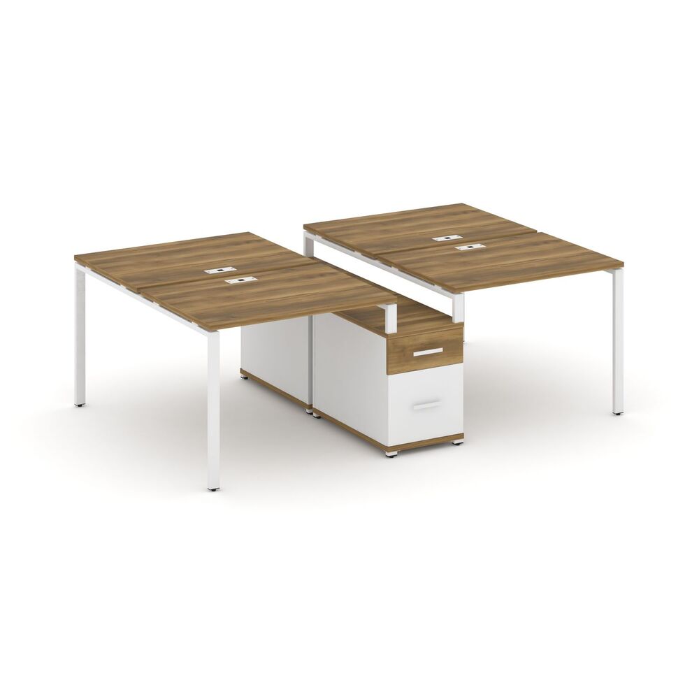 Рабочая станция на 4 места с двухсторонней опорной тумбой