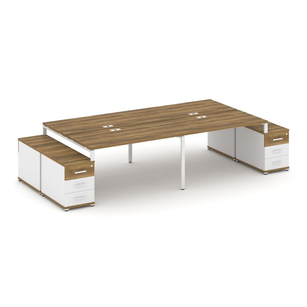 Рабочая станция на 4 места с двумя двухсторонними опорными тумбами