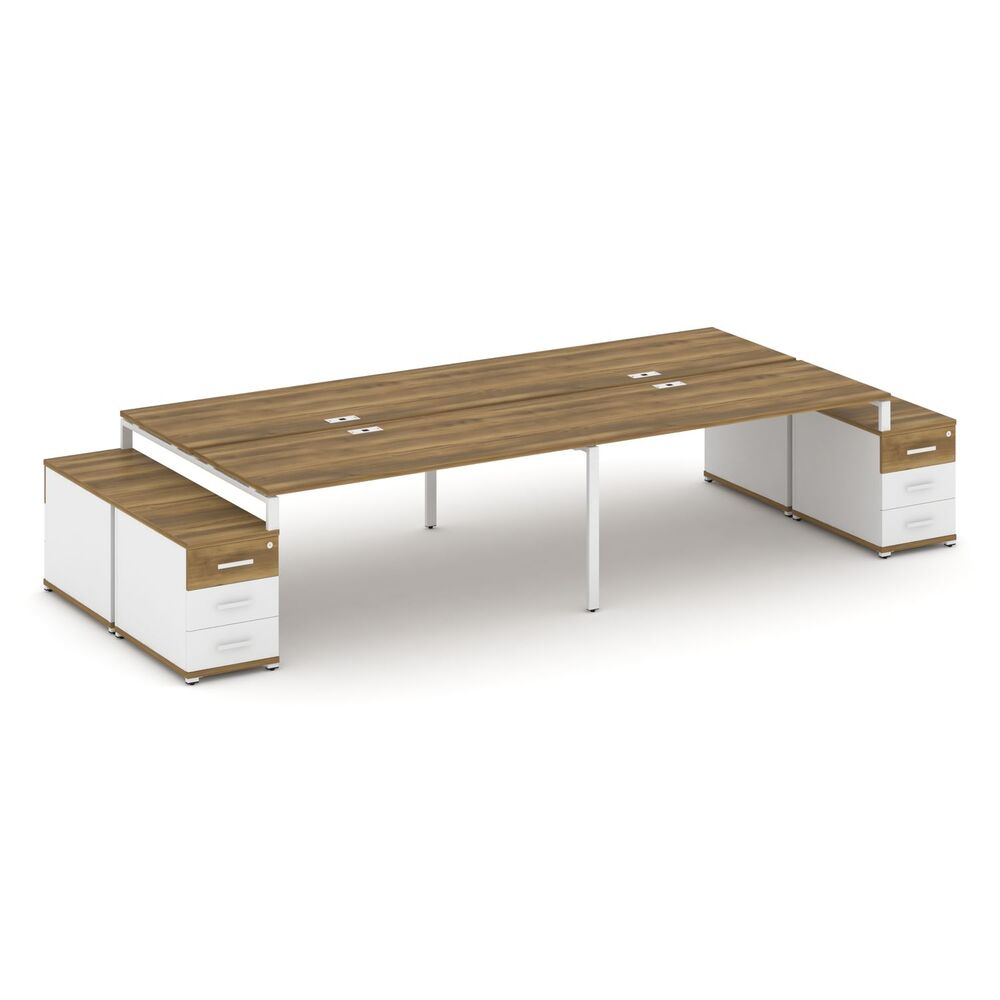 Рабочая станция на 4 места с двумя двухсторонними опорными тумбами