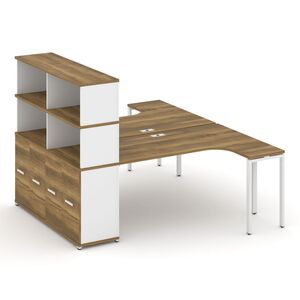 Рабочая станция с опорным распашным шкафом с надставкой высокой