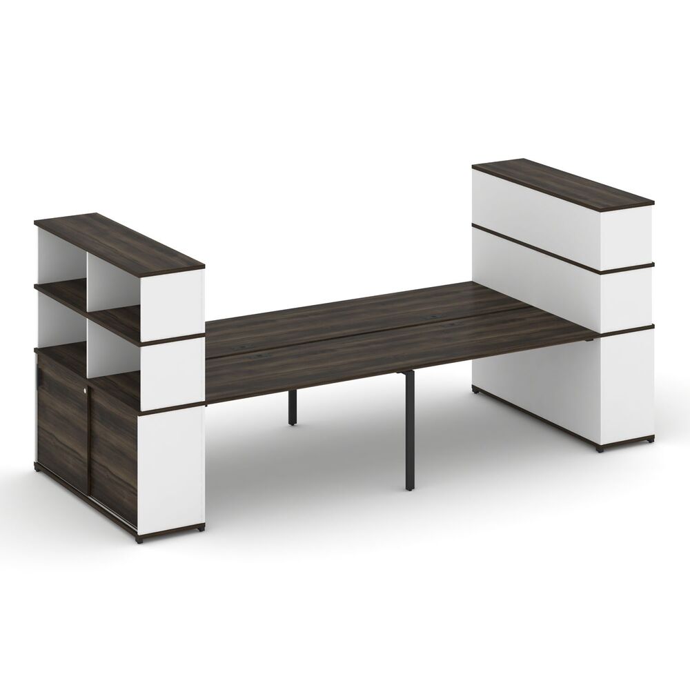 Рабочая станция с опорными шкафами купе с надставкой высокой