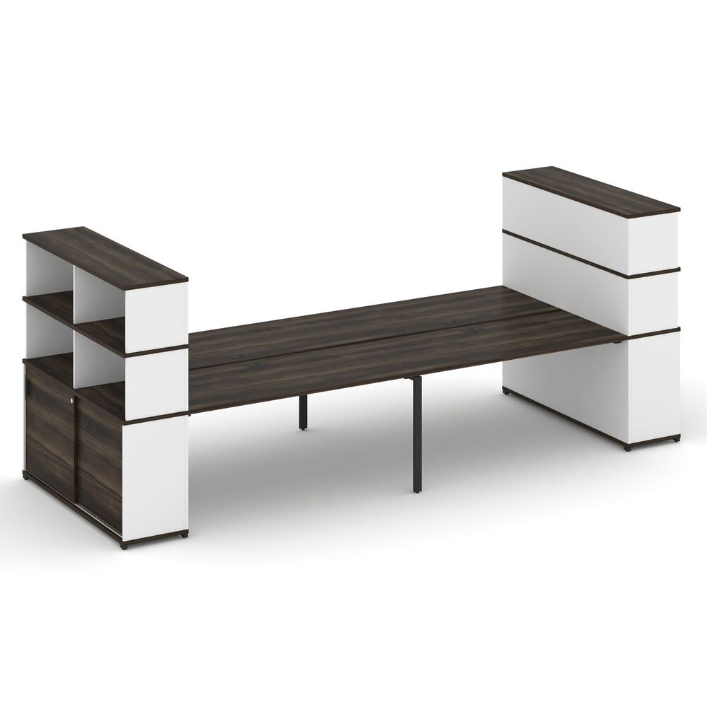 Рабочая станция с опорными шкафами купе с надставкой высокой