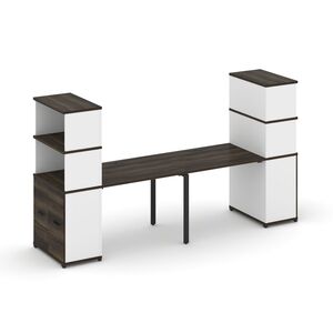 Рабочая станция с опорными распашными шкафами с надставкой высокой