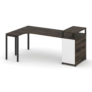 Стол эргономичный с опорным распашным шкафом с верхним горизонтом левый