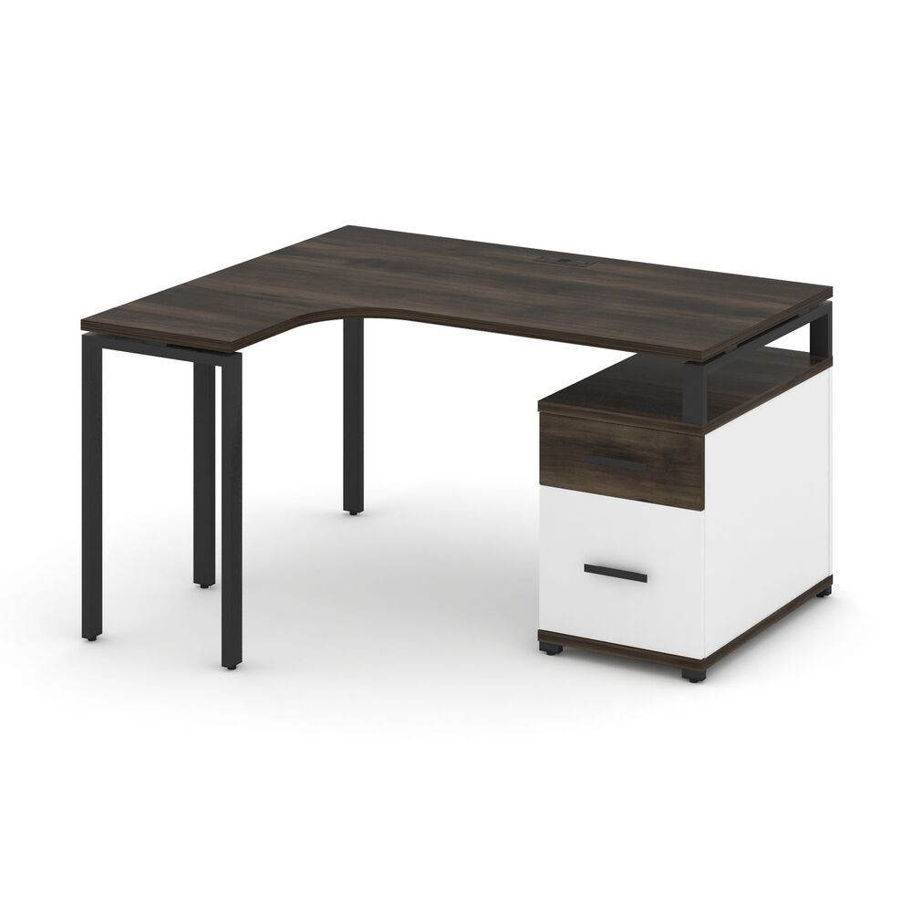 Стол эргономичный левый с опорной тумбой