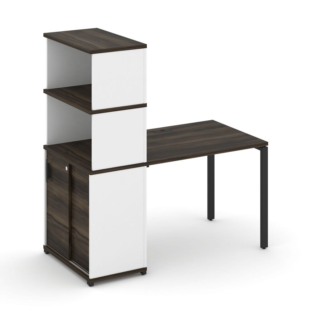 Стол рабочий с опорным шкафом купе с надставкой высокой