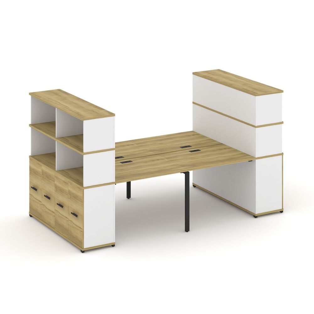 Рабочая станция с опорными распашными шкафоми с надставкой высокой