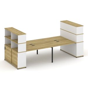 Рабочая станция с опорными шкафами купе с надставкой высокой