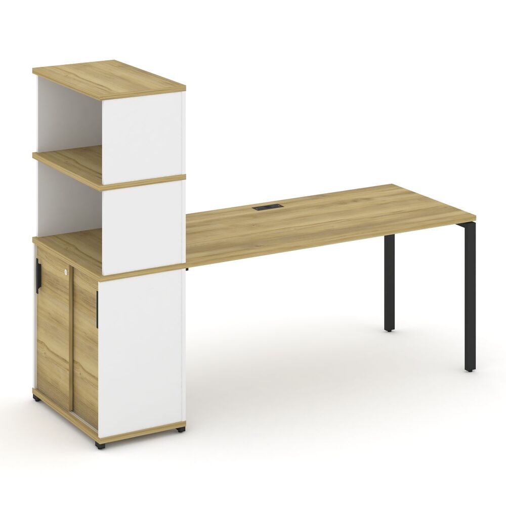 Стол рабочий с опорным шкафом купе с надставкой высокой